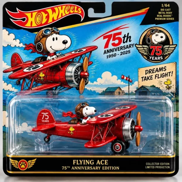 Hot Wheels Snoopy Flying Ace 75th Anniversary Edition Die-Cast Vehicle