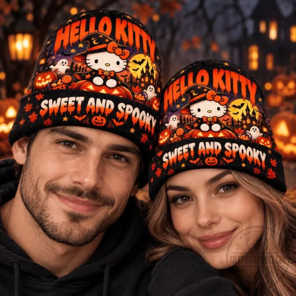 Hello Kitty Sweet and Spooky Halloween Beanie Black Knit