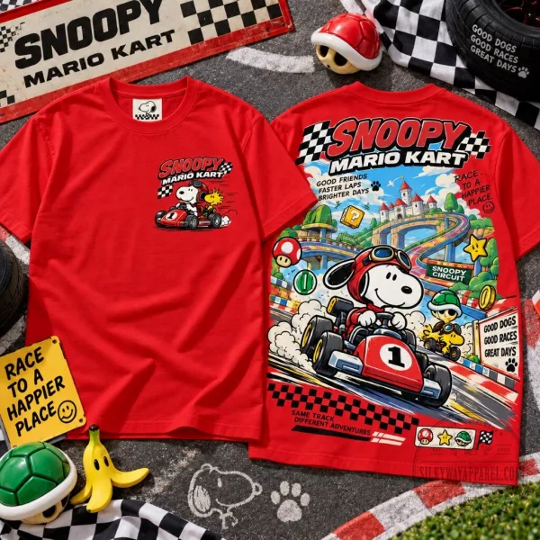Snoopy Mario Kart Graphic T-Shirt 8 Snoopy Mario Kart Graphic T-Shirt