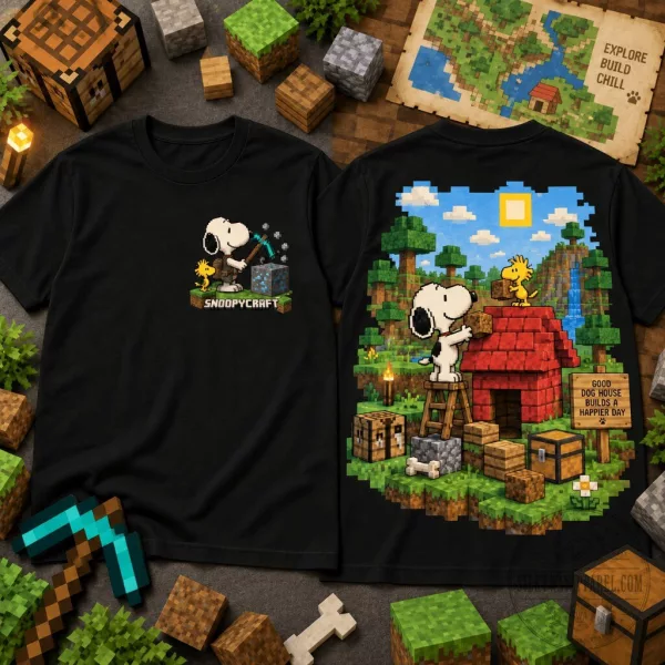 Snoopy Minecraft Graphic T-Shirt 2 Snoopy Minecraft Graphic T-Shirt