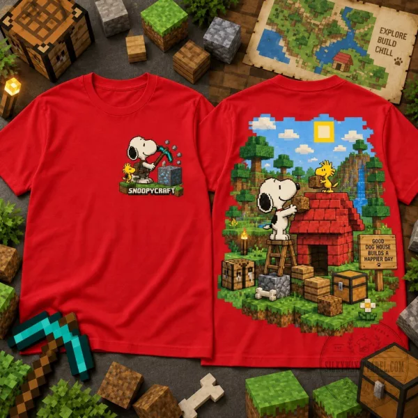 Snoopy Minecraft Graphic T-Shirt 6 Snoopy Minecraft Graphic T-Shirt