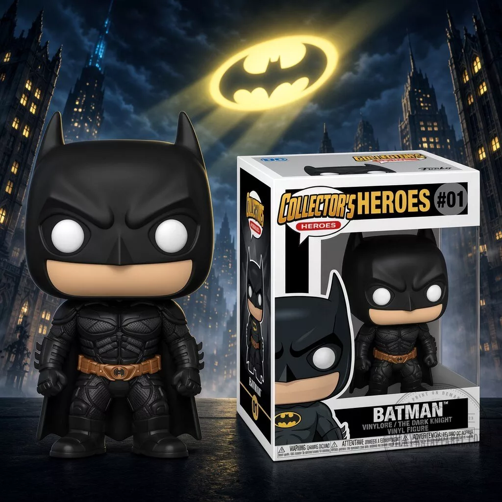 Funko Pop Batman The Dark Knight Vinyl Figure Collectors Heroes 5 Funko Pop Batman vinyl figure with black suit brown utility belt and cowl collectible