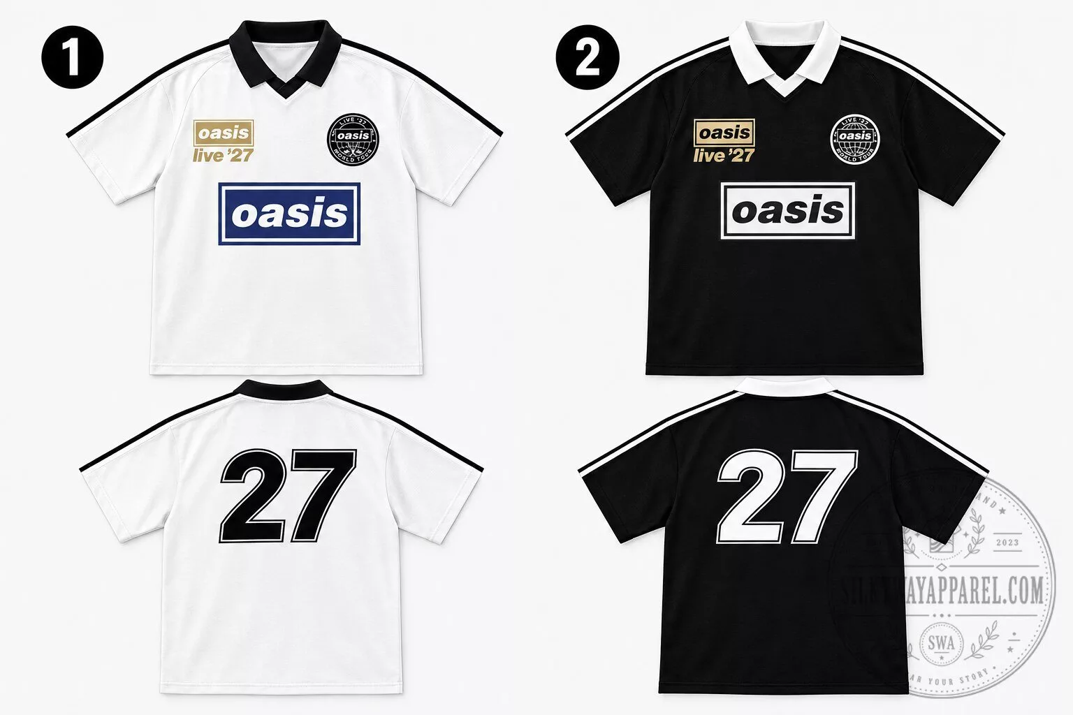Oasis Live 27 World Tour 2027 Vneck Polo Jersey Shirt Black or White Version 4 Oasis Live 27 World Tour 2027 Vneck Polo Jersey Shirt Black or White Version