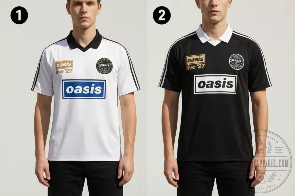Oasis Live 27 World Tour 2027 Vneck Polo Jersey Shirt Black or White Version 1 Oasis Live 27 World Tour 2027 Vneck Polo Jersey Shirt Black or White Version