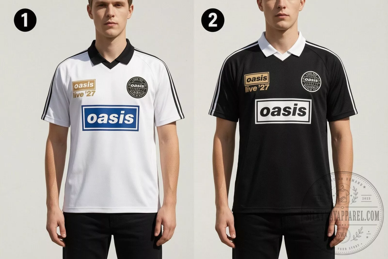 Oasis Live 27 World Tour 2027 Vneck Polo Jersey Shirt Black or White Version 5 Oasis Live 27 World Tour 2027 Vneck Polo Jersey Shirt Black or White Version