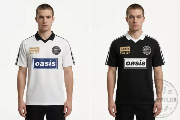 Oasis Live 27 World Tour 2027 Vneck Polo Jersey Shirt Black or White Version 2 Oasis Live 27 World Tour 2027 Vneck Polo Jersey Shirt Black or White Version