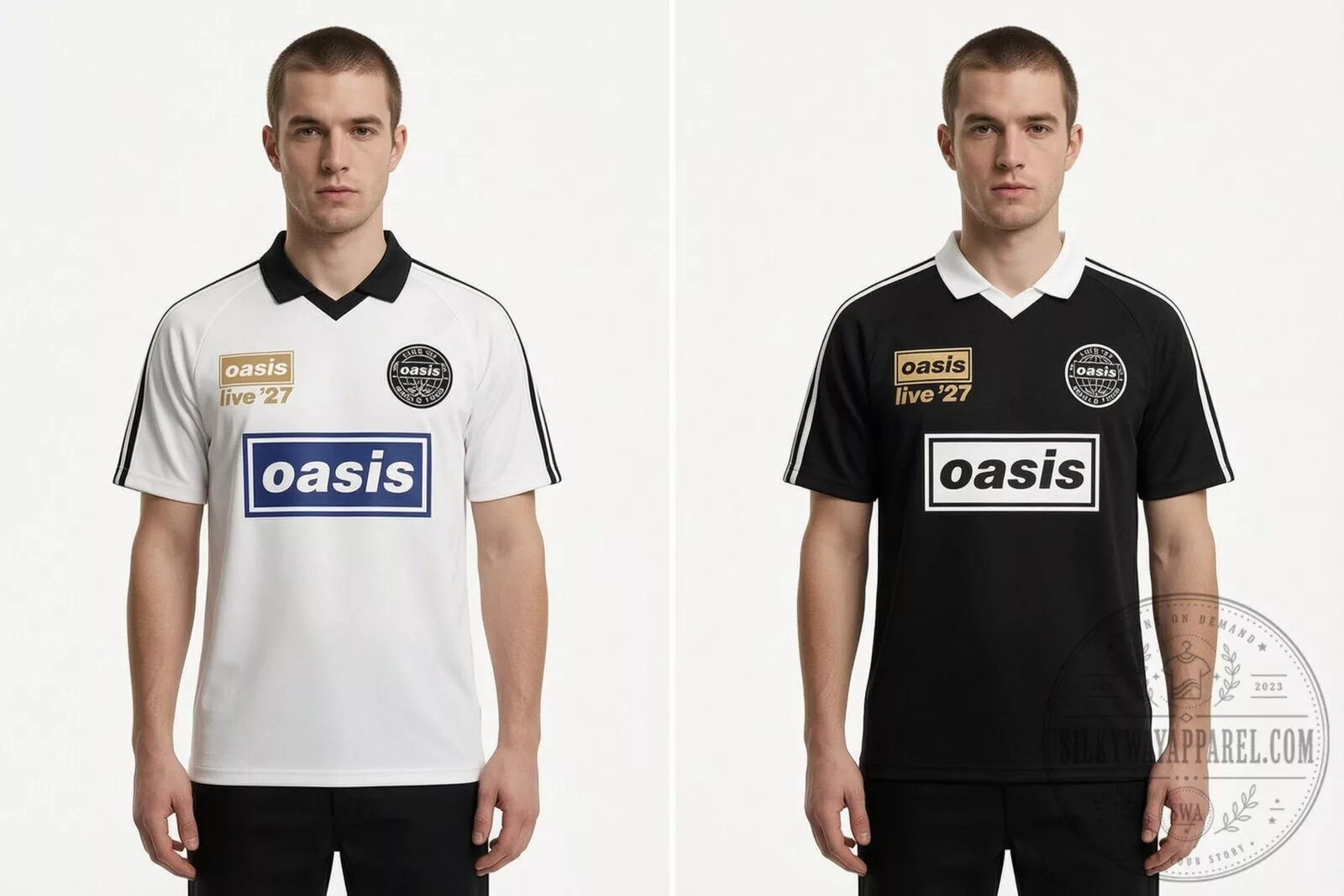 Oasis Live 27 World Tour 2027 Vneck Polo Jersey Shirt Black or White Version 6 Oasis Live 27 World Tour 2027 Vneck Polo Jersey Shirt Black or White Version